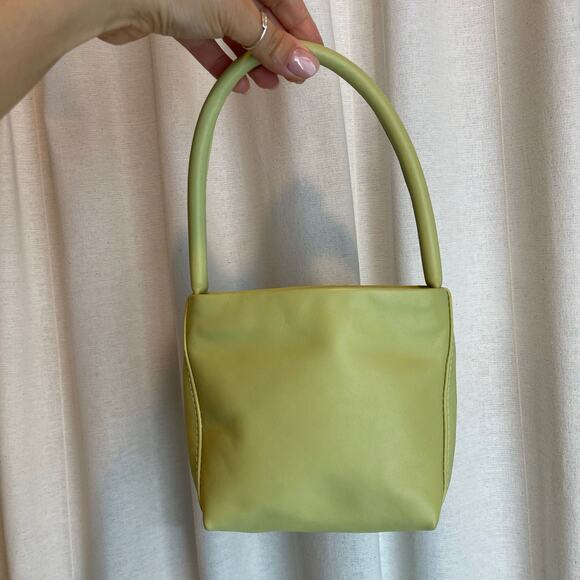 Georgia Jay | Baby Ombra Avocado Green Leather Mini Bucket Bag - Picture 3 of 10